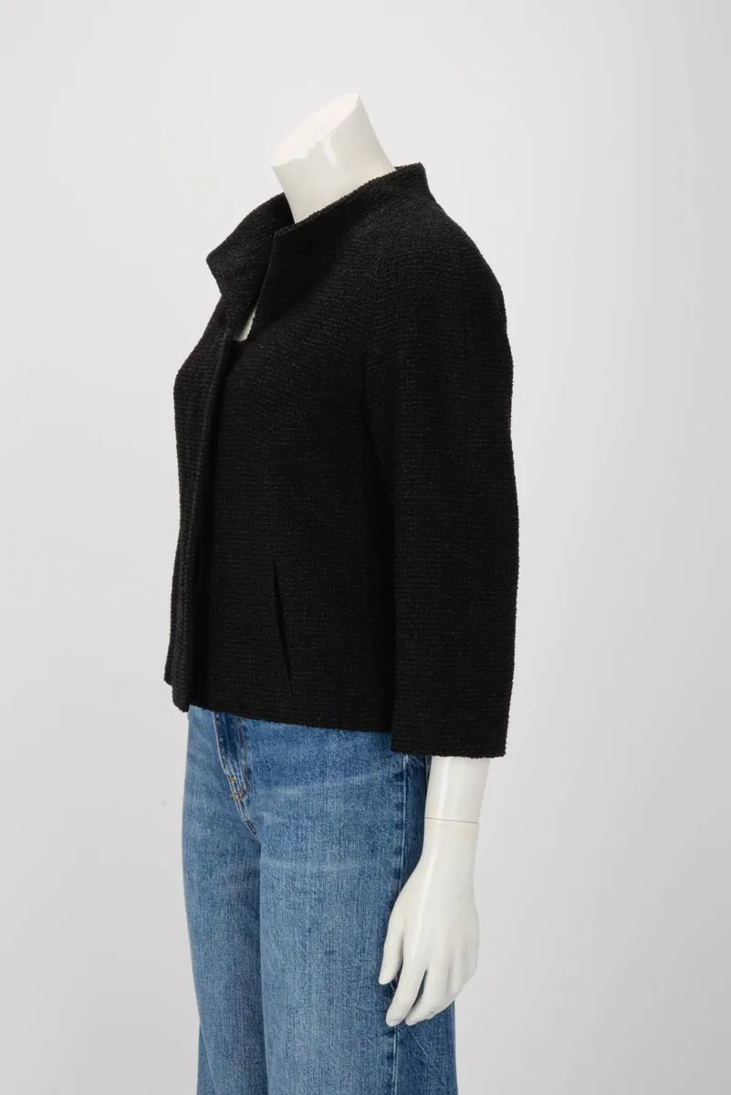 Chanel Black Fantasy Tweed Cropped Jacket FR 38