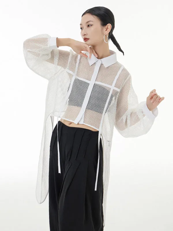 Chicmy-Stylish Long Sleeves Loose Mesh See-Through Sun Protection Blouses&Shirts Tops