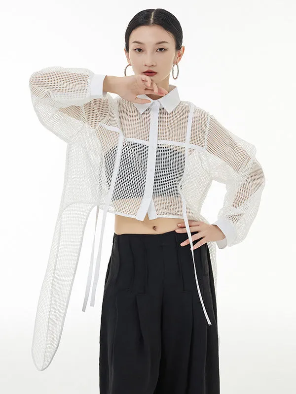 Chicmy-Stylish Long Sleeves Loose Mesh See-Through Sun Protection Blouses&Shirts Tops