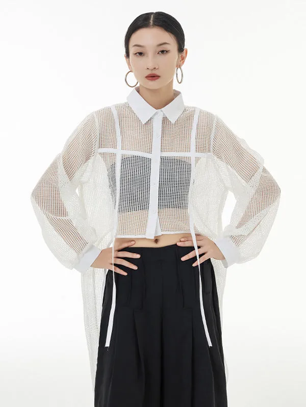 Chicmy-Stylish Long Sleeves Loose Mesh See-Through Sun Protection Blouses&Shirts Tops