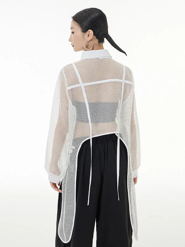 Chicmy-Stylish Long Sleeves Loose Mesh See-Through Sun Protection Blouses&Shirts Tops