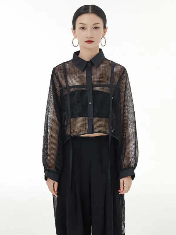 Chicmy-Stylish Long Sleeves Loose Mesh See-Through Sun Protection Blouses&Shirts Tops