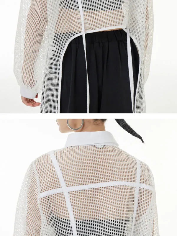 Chicmy-Stylish Long Sleeves Loose Mesh See-Through Sun Protection Blouses&Shirts Tops