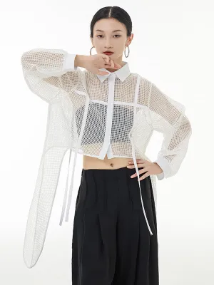Chicmy-Stylish Long Sleeves Loose Mesh See-Through Sun Protection Blouses&Shirts Tops