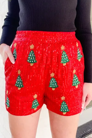 Christmas Parade High Waist Sequin Shorts