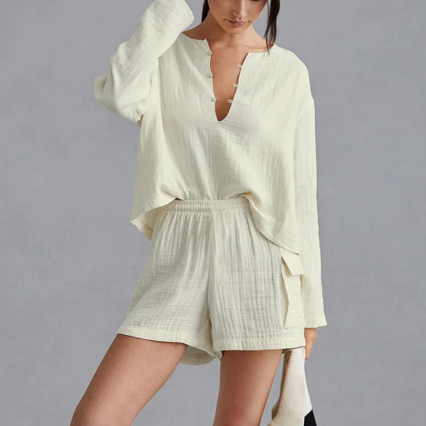 Comfortable Apricot Long Sleeve Suit for Women