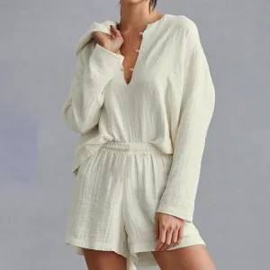 Comfortable Apricot Long Sleeve Suit for Women