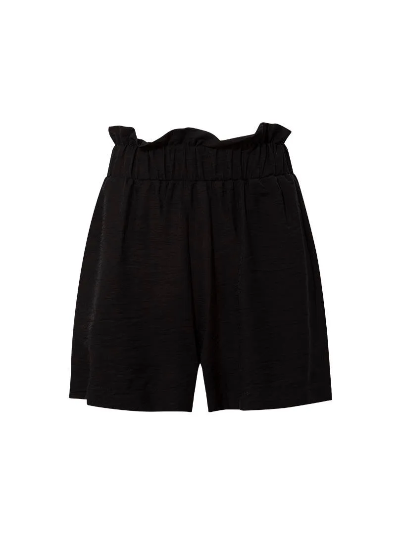 Comfortable Cut Shorts with Elasticated Waist - Black