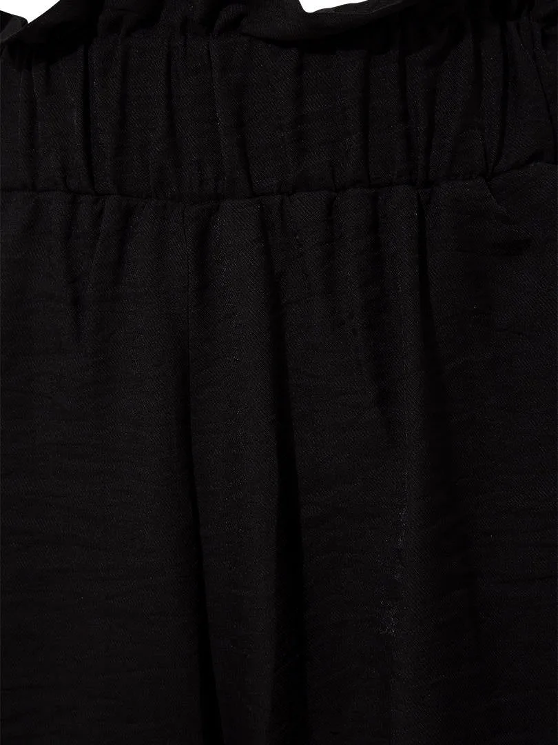 Comfortable Cut Shorts with Elasticated Waist - Black