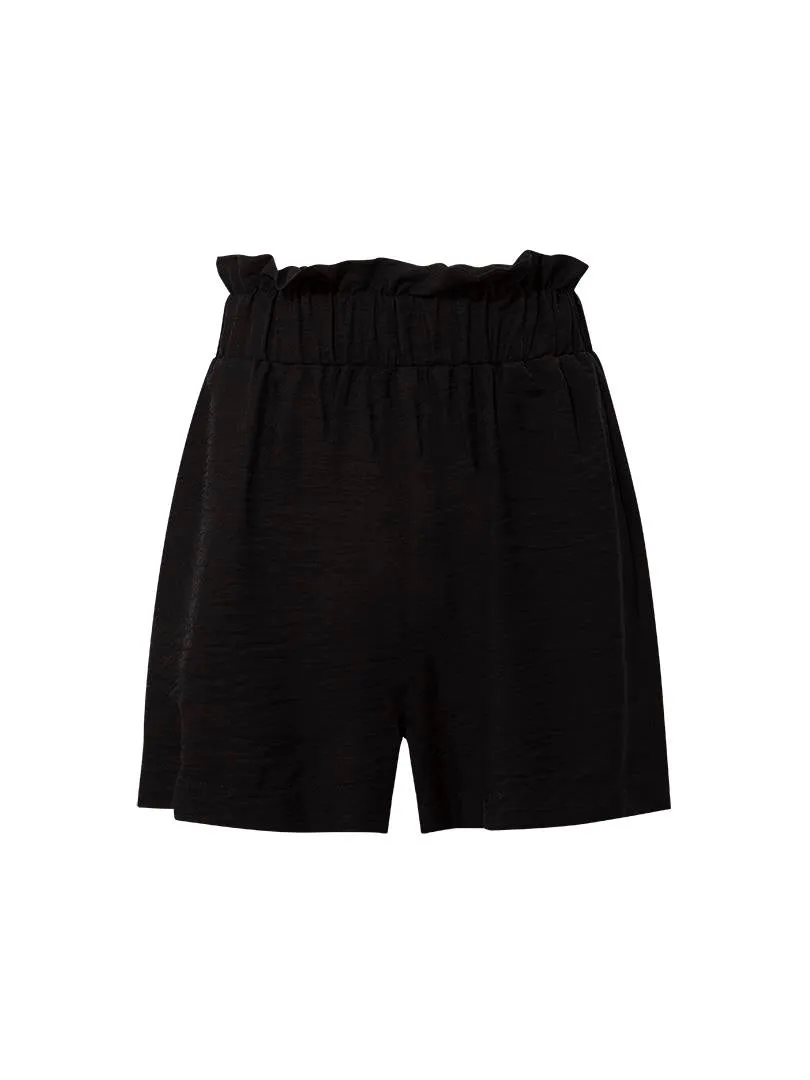 Comfortable Cut Shorts with Elasticated Waist - Black