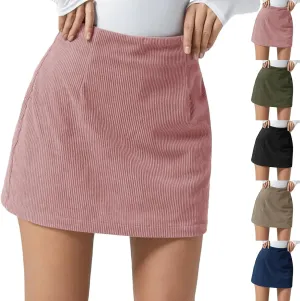 Corduroy Skirt Women Comfy High Waist Mini Pencil Skirt Casual Fall Winter A Line Mini Skirts with Back Zipper
