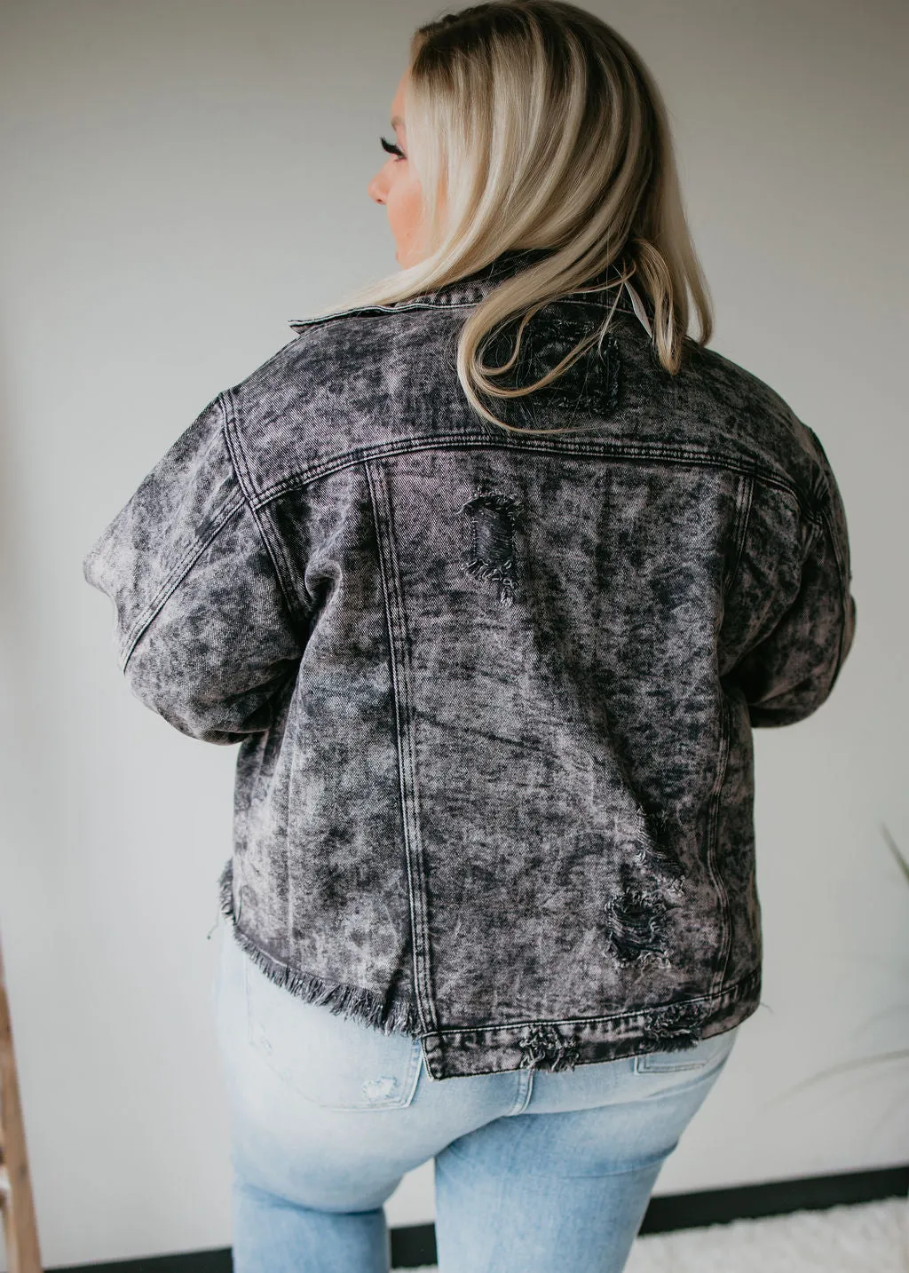 Curvy Copeland Distressed Denim Jacket FINAL SALE