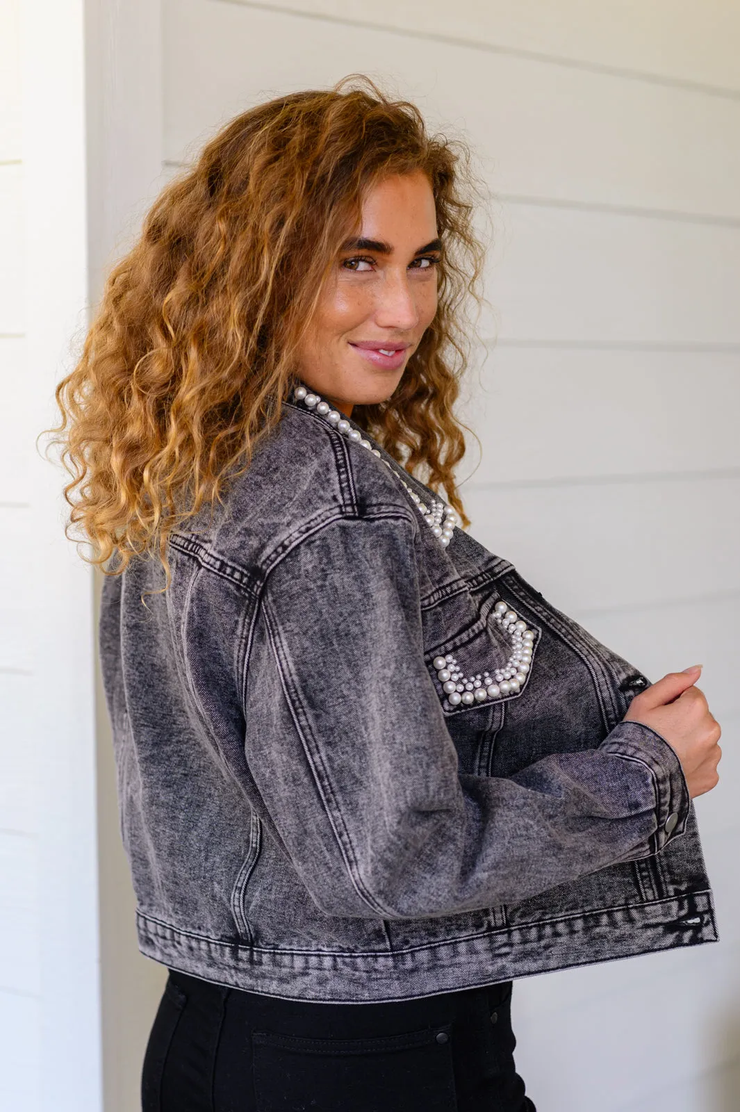 Denim And Pearls Denim Jacket (Reg & Curvy)