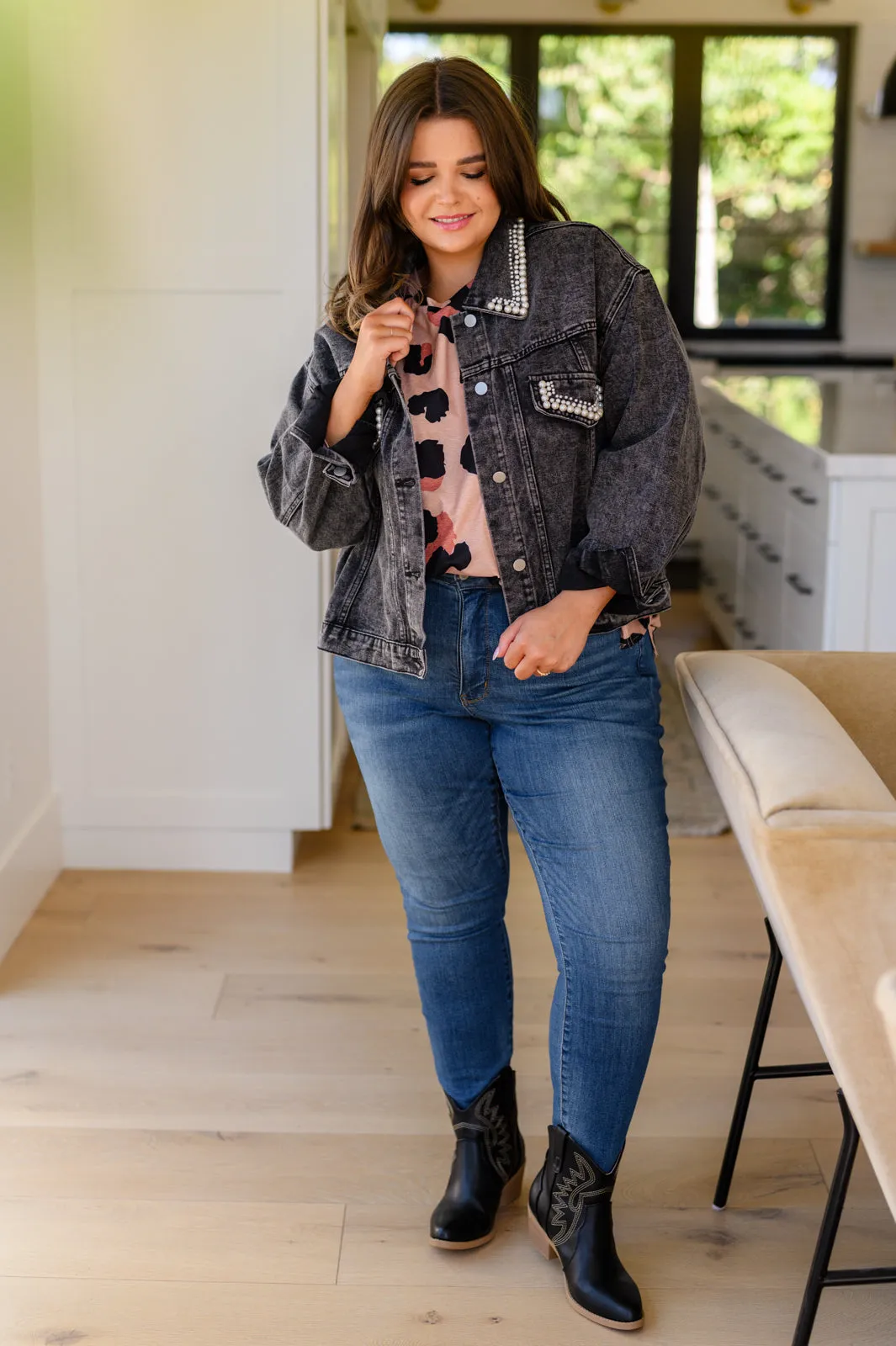 Denim And Pearls Denim Jacket (Reg & Curvy)