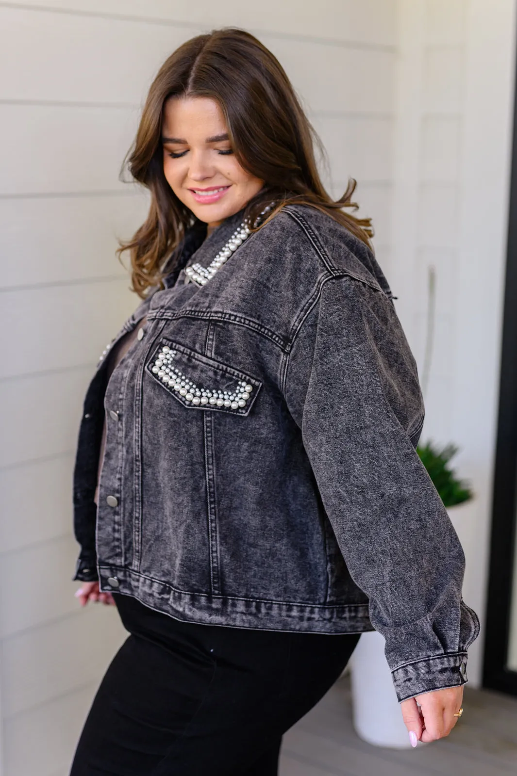 Denim And Pearls Denim Jacket (Reg & Curvy)