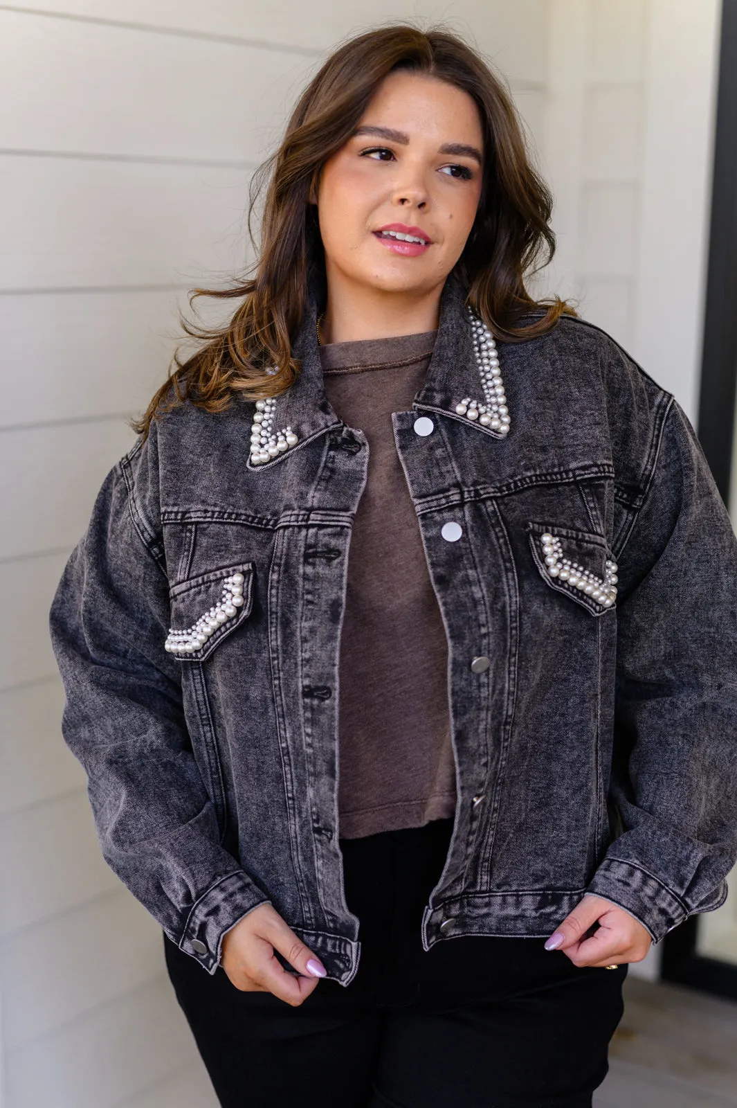 Denim And Pearls Denim Jacket (Reg & Curvy)