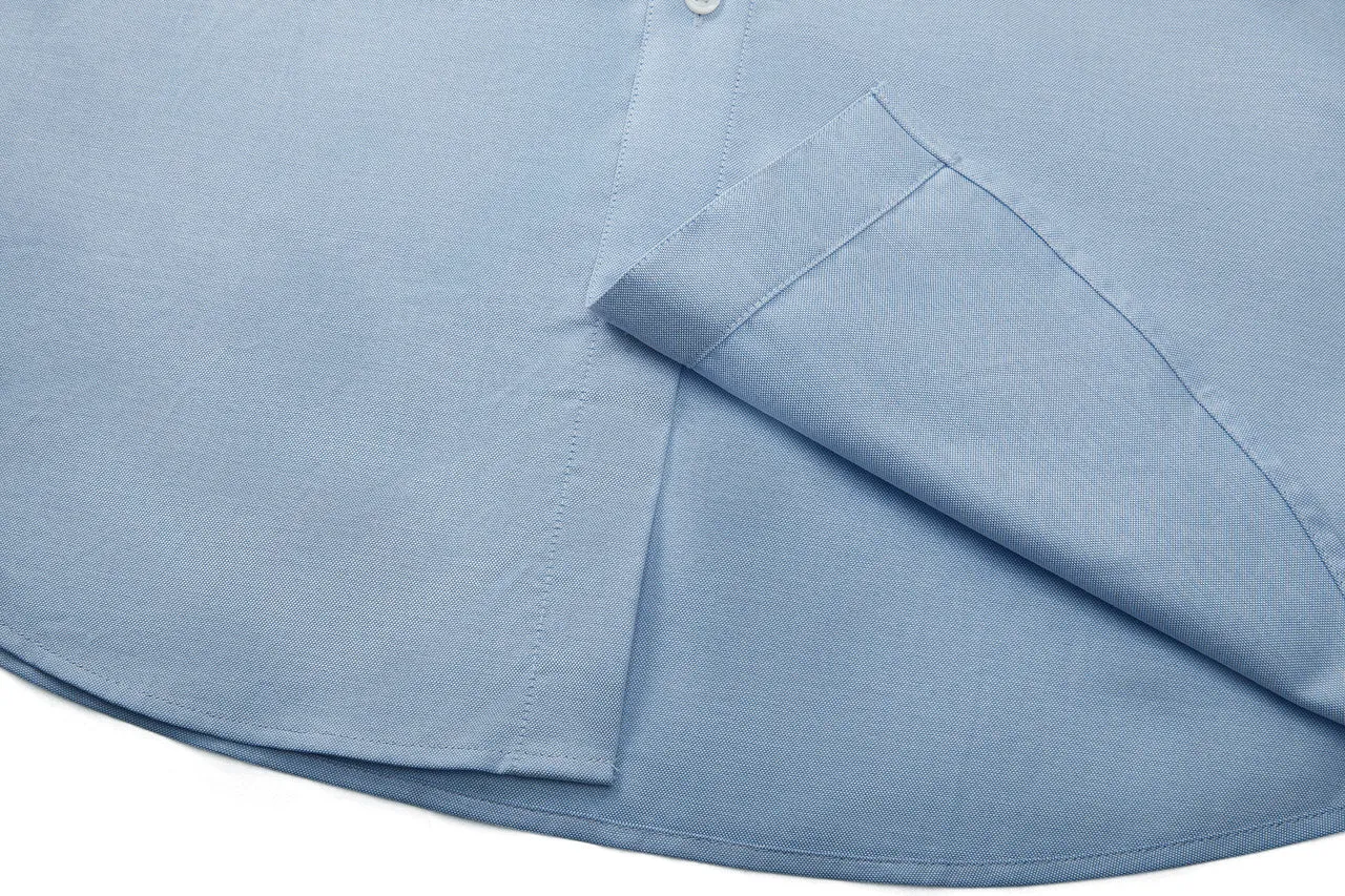 Easy Care Cotton Oxford Blocking Casual Shirtin Smart Fit Stand Collar