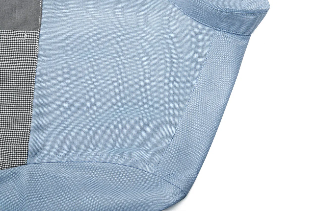 Easy Care Cotton Oxford Blocking Casual Shirtin Smart Fit Stand Collar