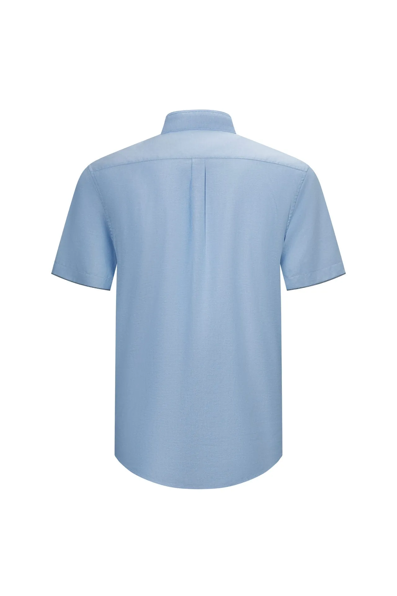 Easy Care Cotton Oxford Blocking Casual Shirtin Smart Fit Stand Collar
