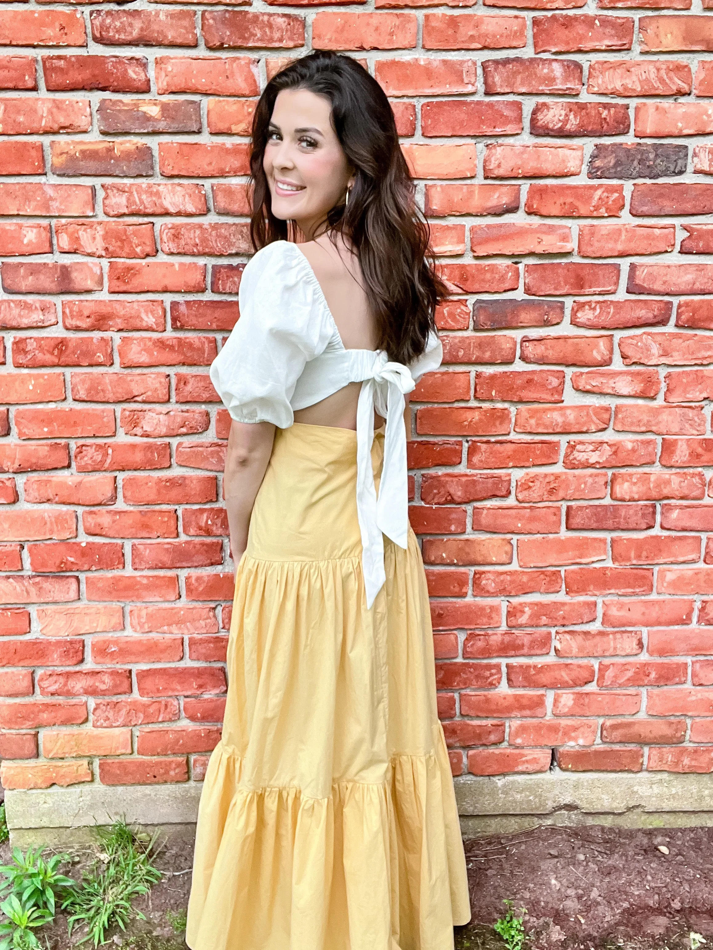 Elsa Tie Back Bubble Sleeve Top