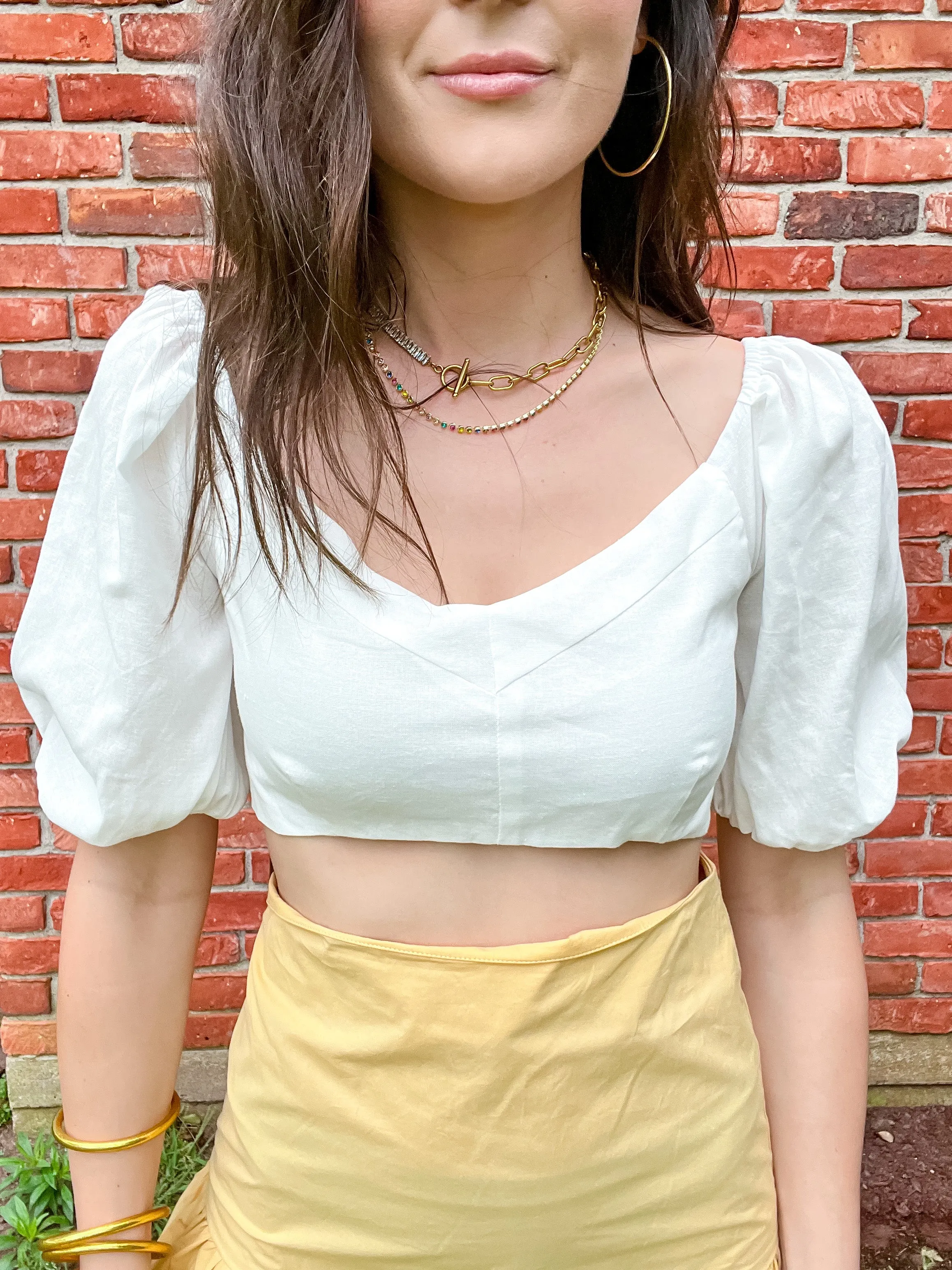 Elsa Tie Back Bubble Sleeve Top