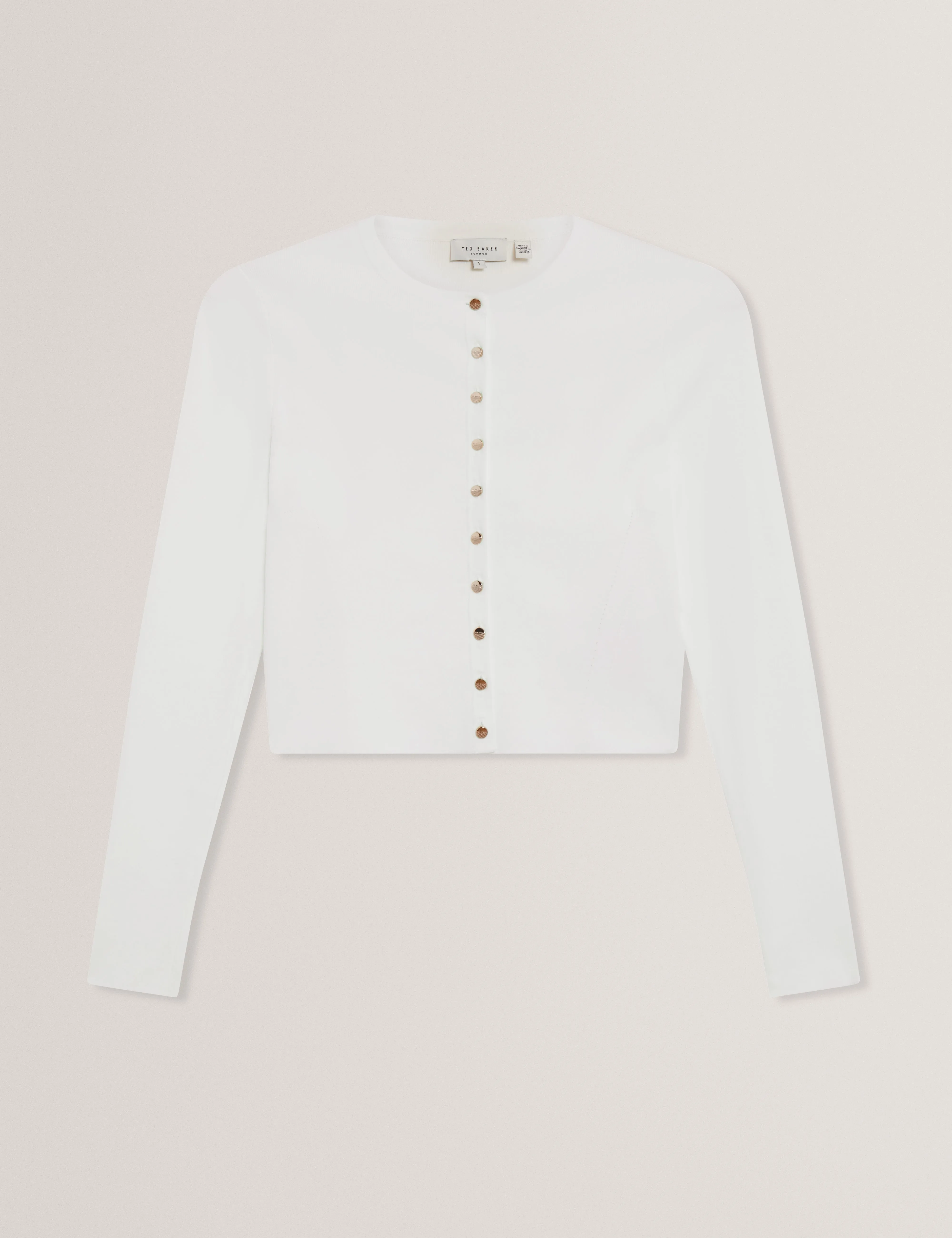 Emoriyy Cropped Long Sleeve Knit Cardigan Ivory