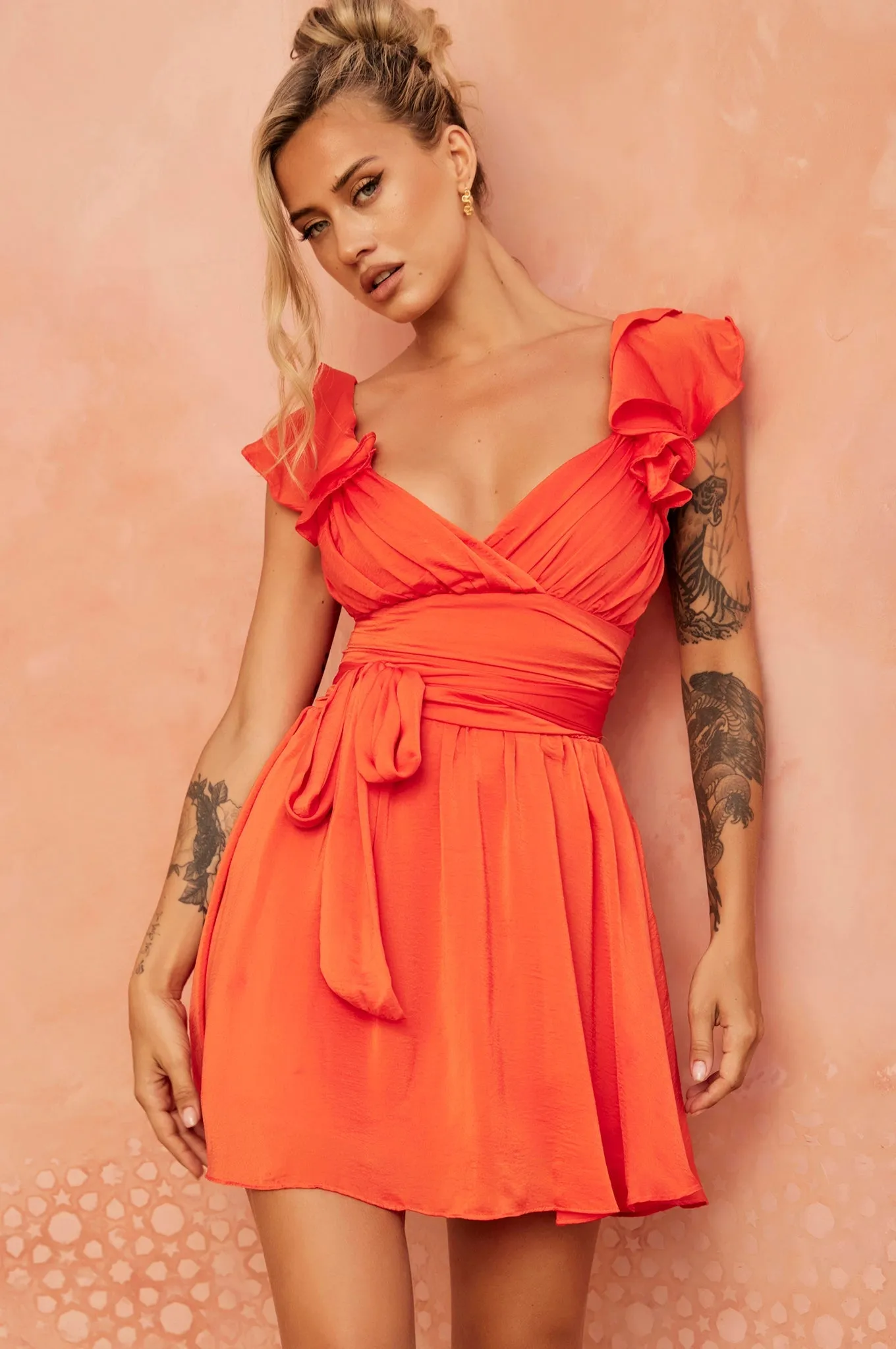 Fairytale Ending Mini Dress - Tangerine