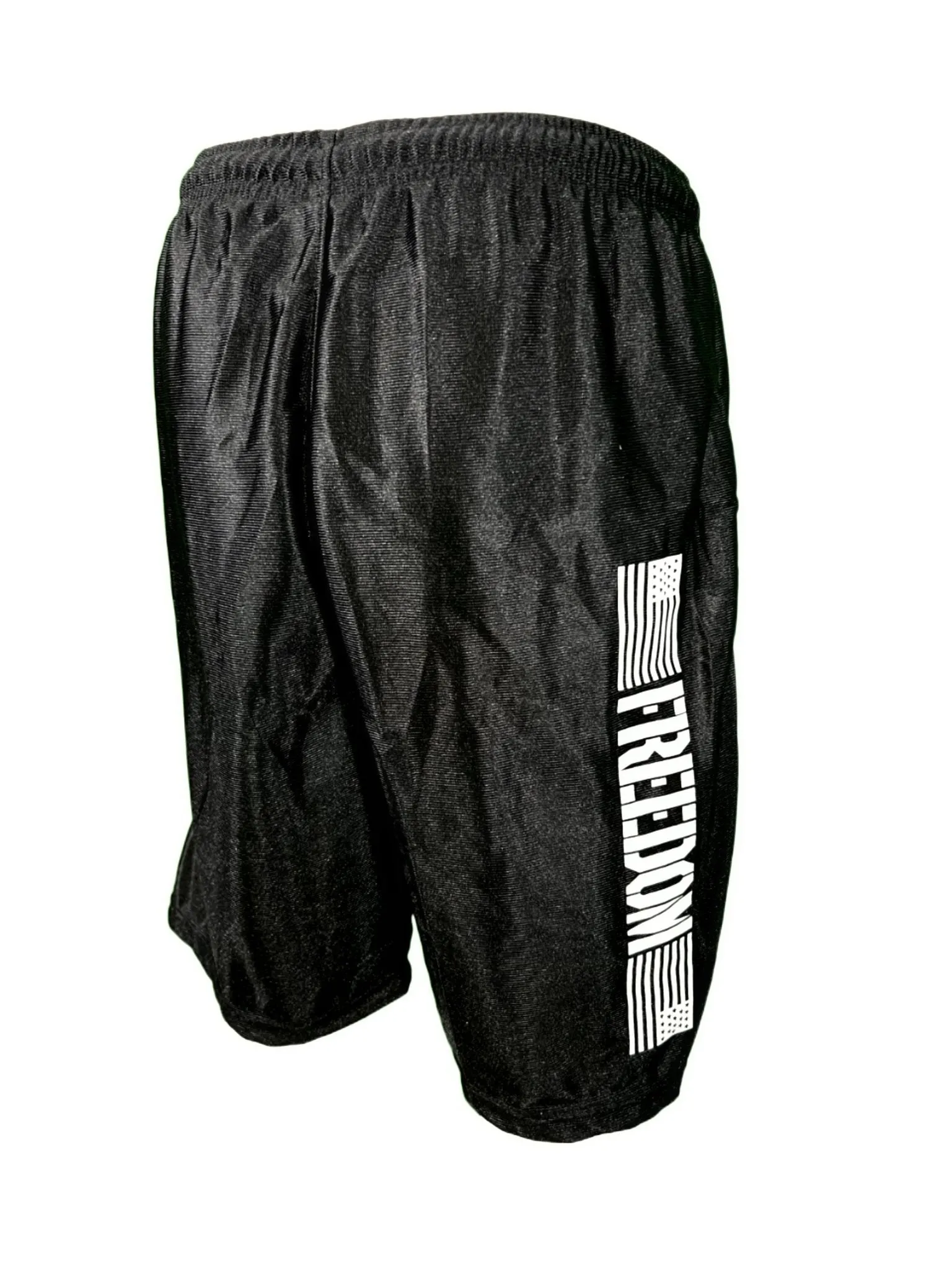 FREEDOM Black Athletic Gym Shorts - High-Performance Workout Gear for Fitness Enthusiasts