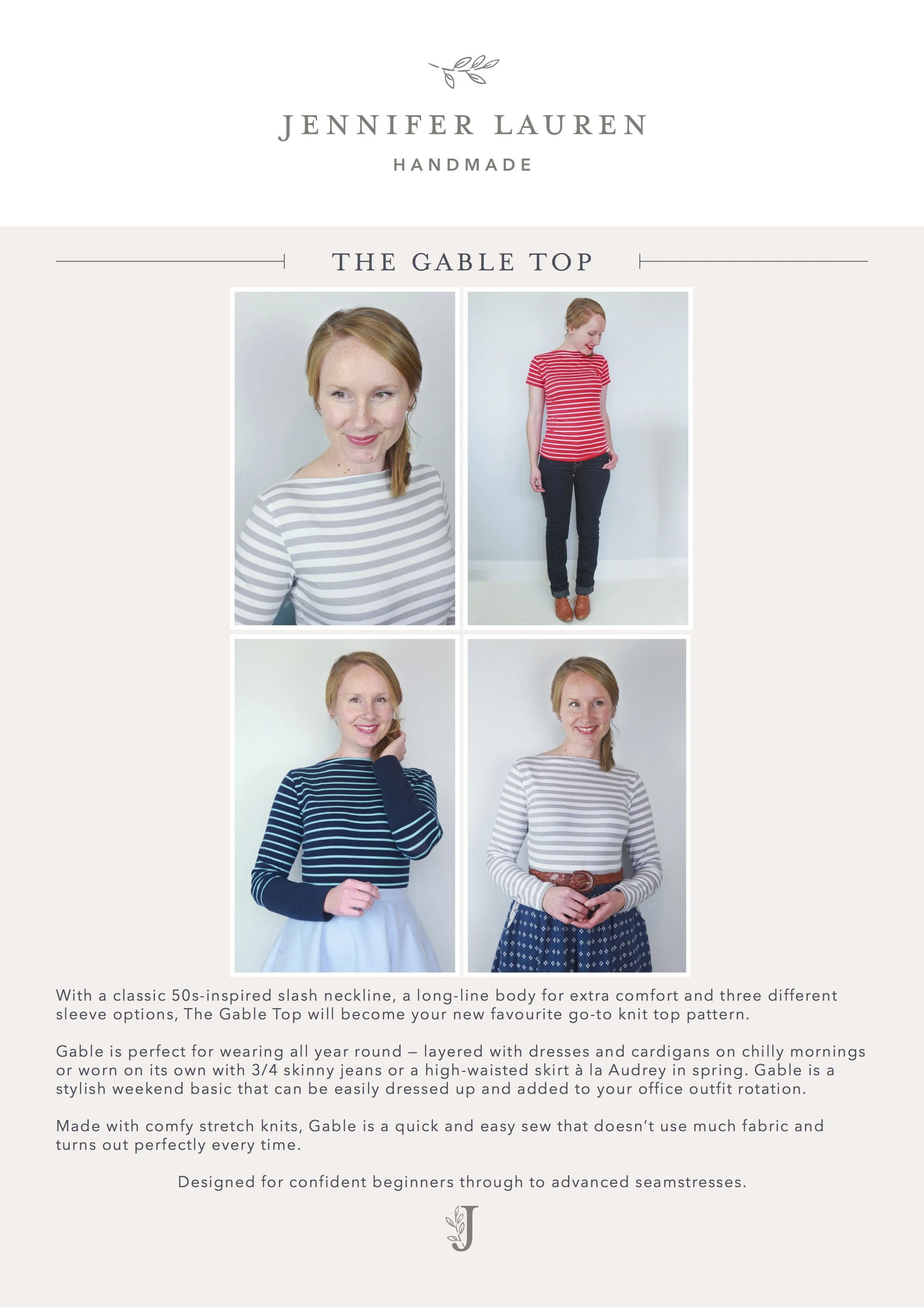 Gable Top - Jennifer Lauren Handmade - Digital PDF Download Pattern