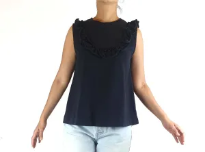 Gorman navy cotton sleeveless top with front detail size 10
