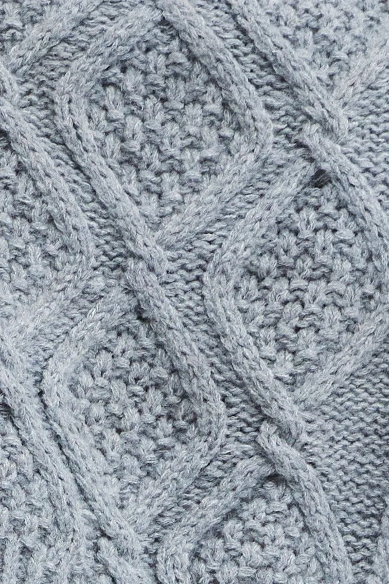 Grey Cable Knit Jumper Crop Faux Layered