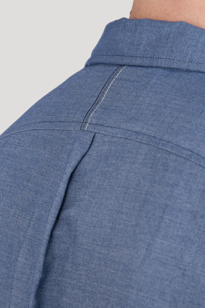 Italian Flannel Spread Collar - Denim