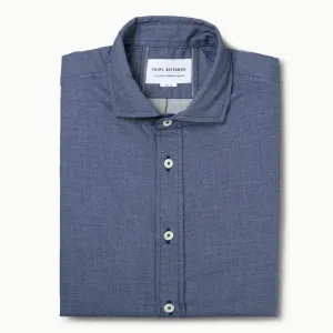 Italian Flannel Spread Collar - Denim