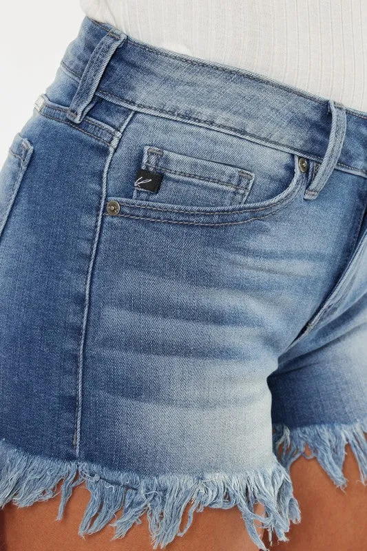 Kancan Stone Wash Mid-Rise Shorts