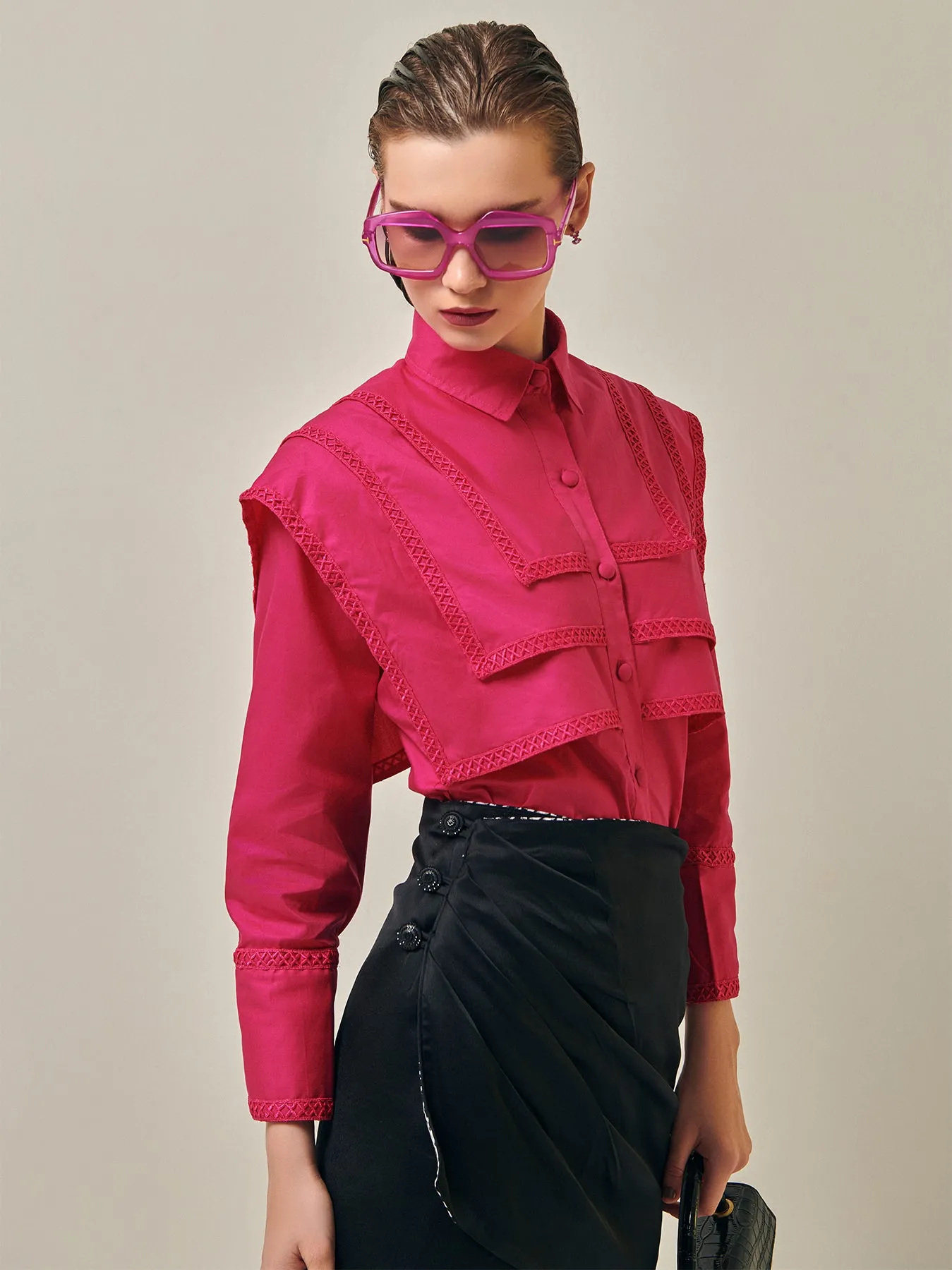 Lace-Detail Layered Shirt