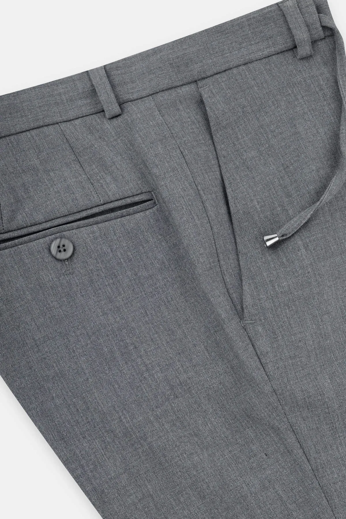 Laced-Up Flat front Dim Gray Chino Classic Pant