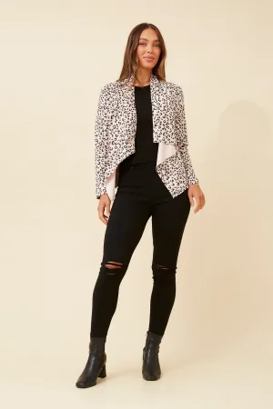 LENI ANIMAL PRINT FAUX SUEDE CARDIGAN