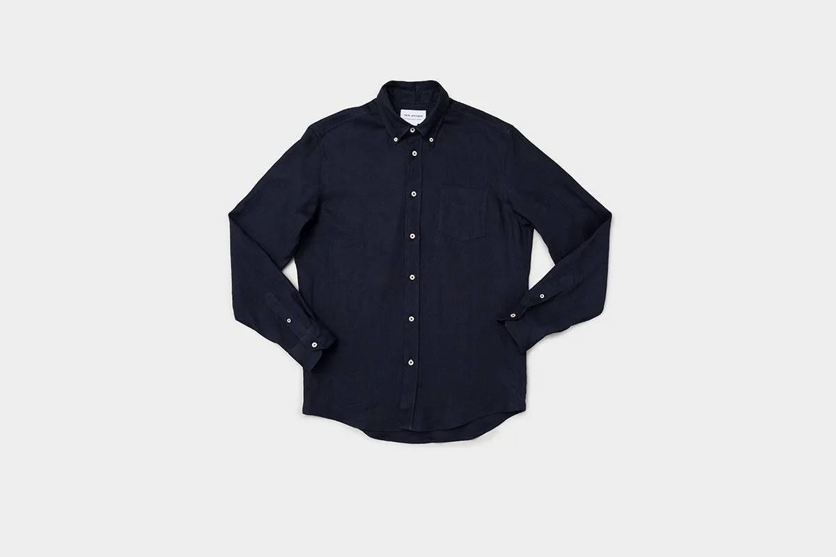 Linen Button down - dark navy