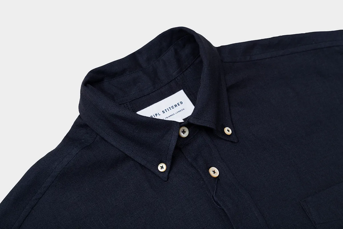 Linen Button down - dark navy