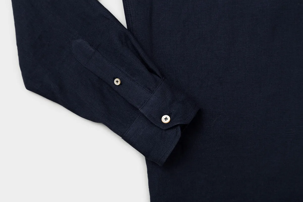Linen Button down - dark navy
