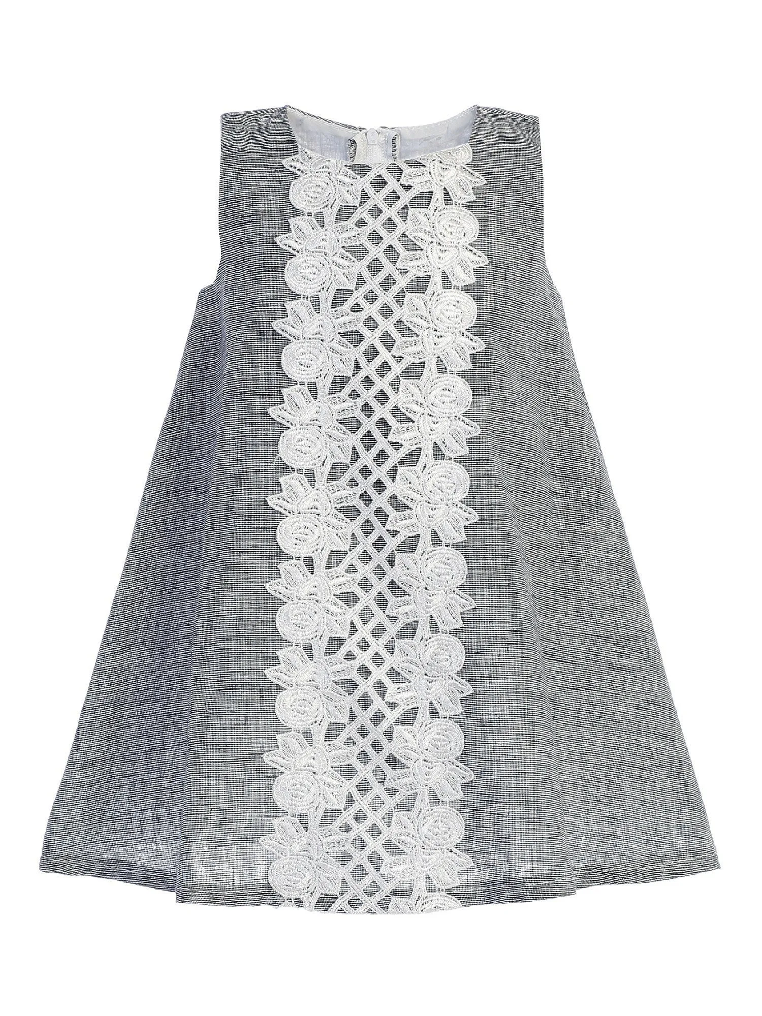Little Girls Navy Lace Sleeveless A-Line Easter Dress 2T-7