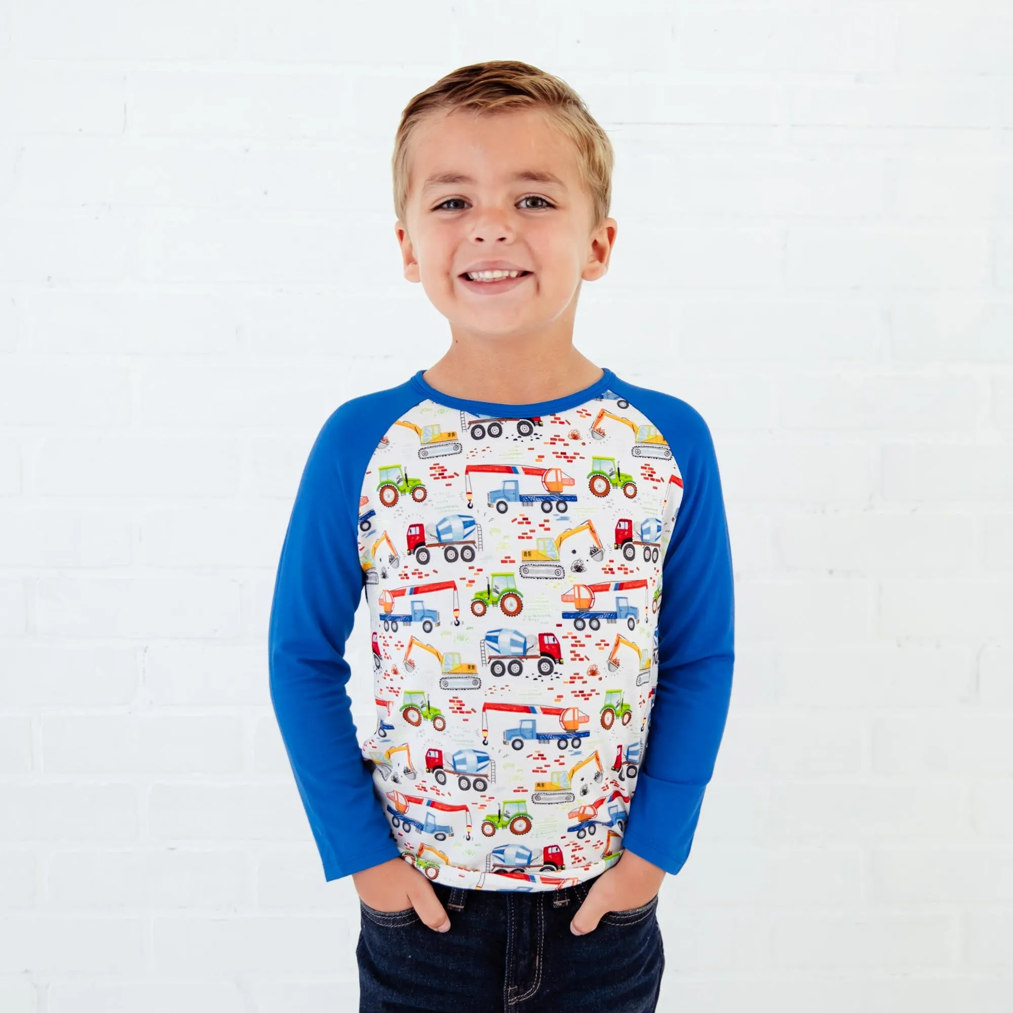 Long Sleeve Raglan Shirt Set: Vehicles Duo