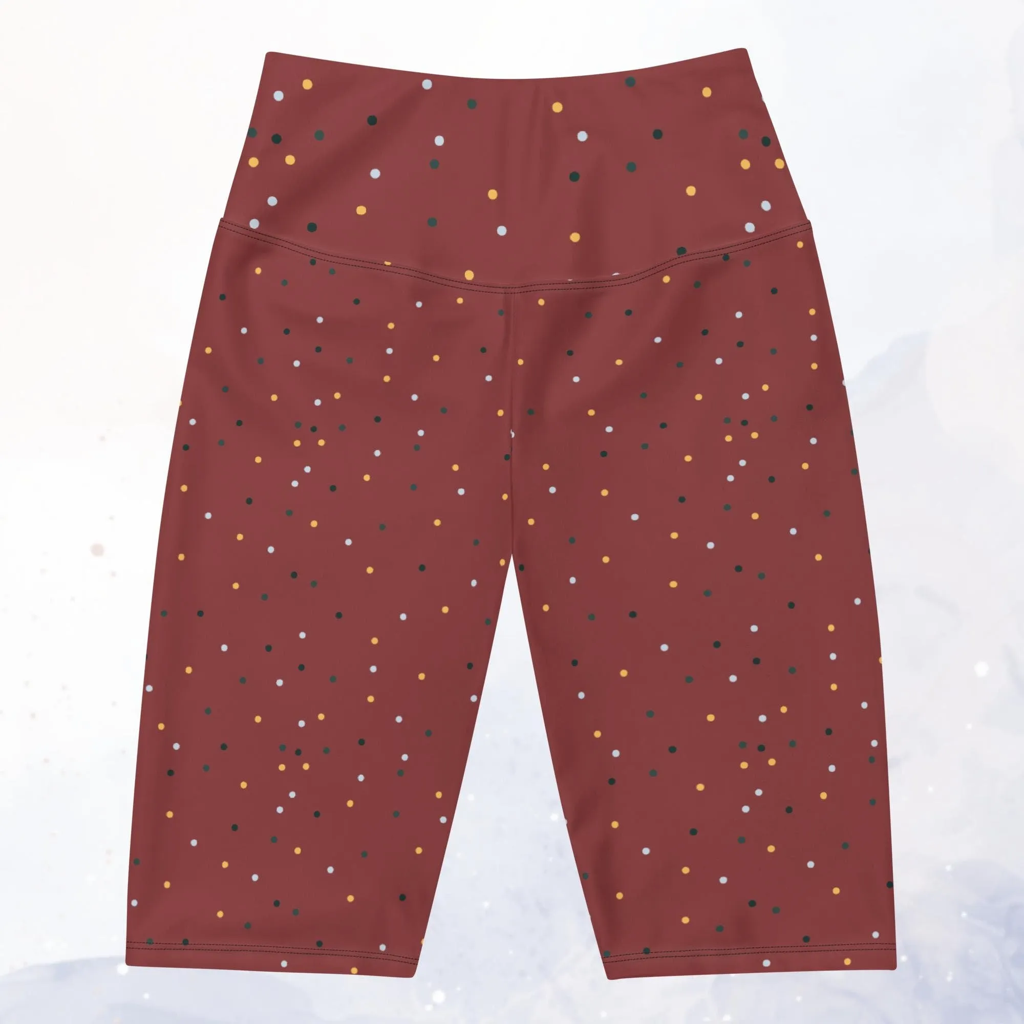 Maroon Polka Dot Yoga Bike Shorts