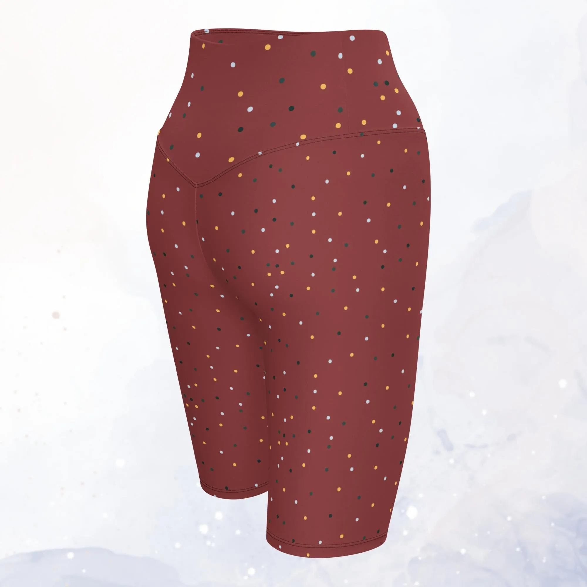 Maroon Polka Dot Yoga Bike Shorts