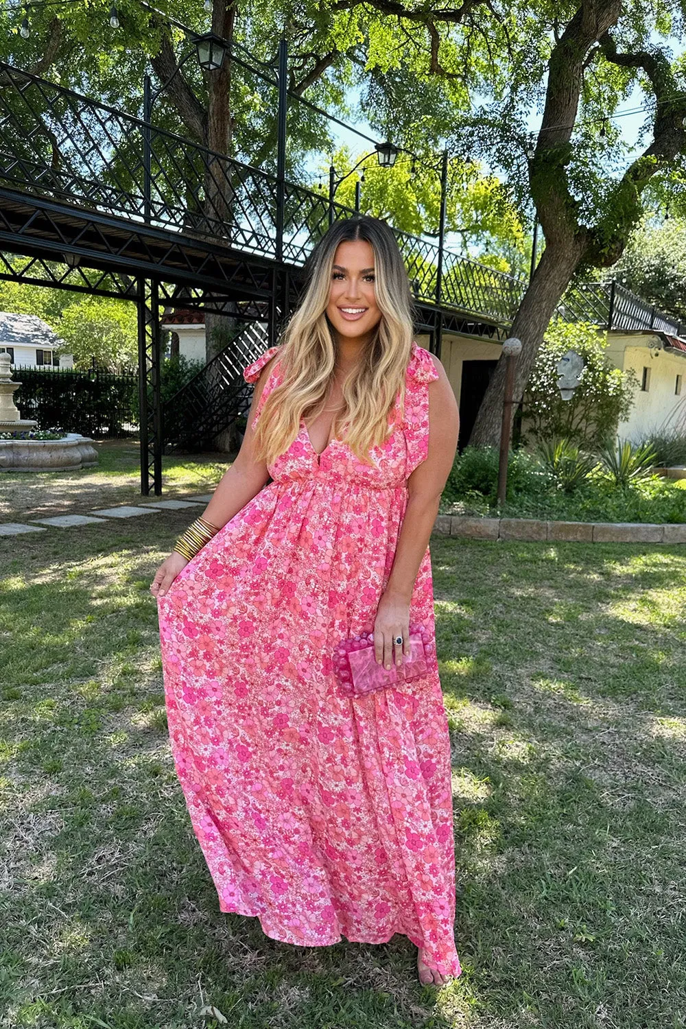 Meme Tie-Shoulder Maxi Dress - Hawaiian Sun