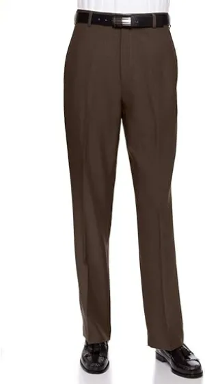 Men's Flat Front Dress Pant Modern Fit - Perfect for Every Day! - Brown