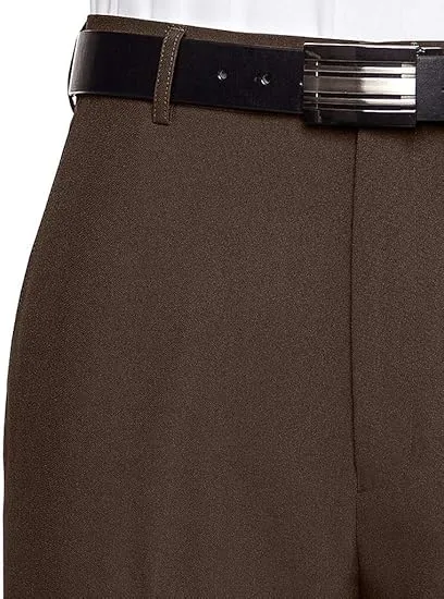 Men's Flat Front Dress Pant Modern Fit - Perfect for Every Day! - Brown