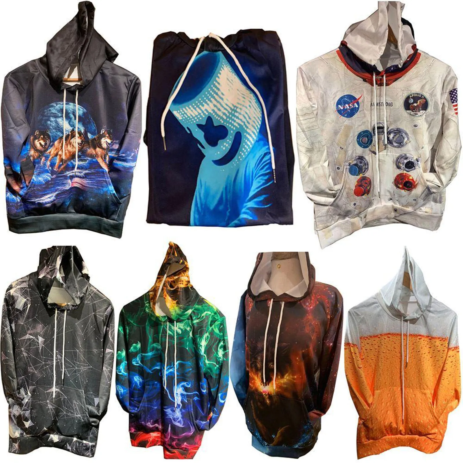 Men's Long Sleeve Sweatshirt 3D Print Pullover Hoodie