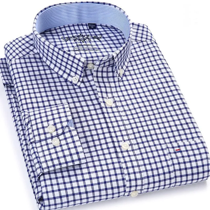 Men's Plaid Oxford Button-down Shirt