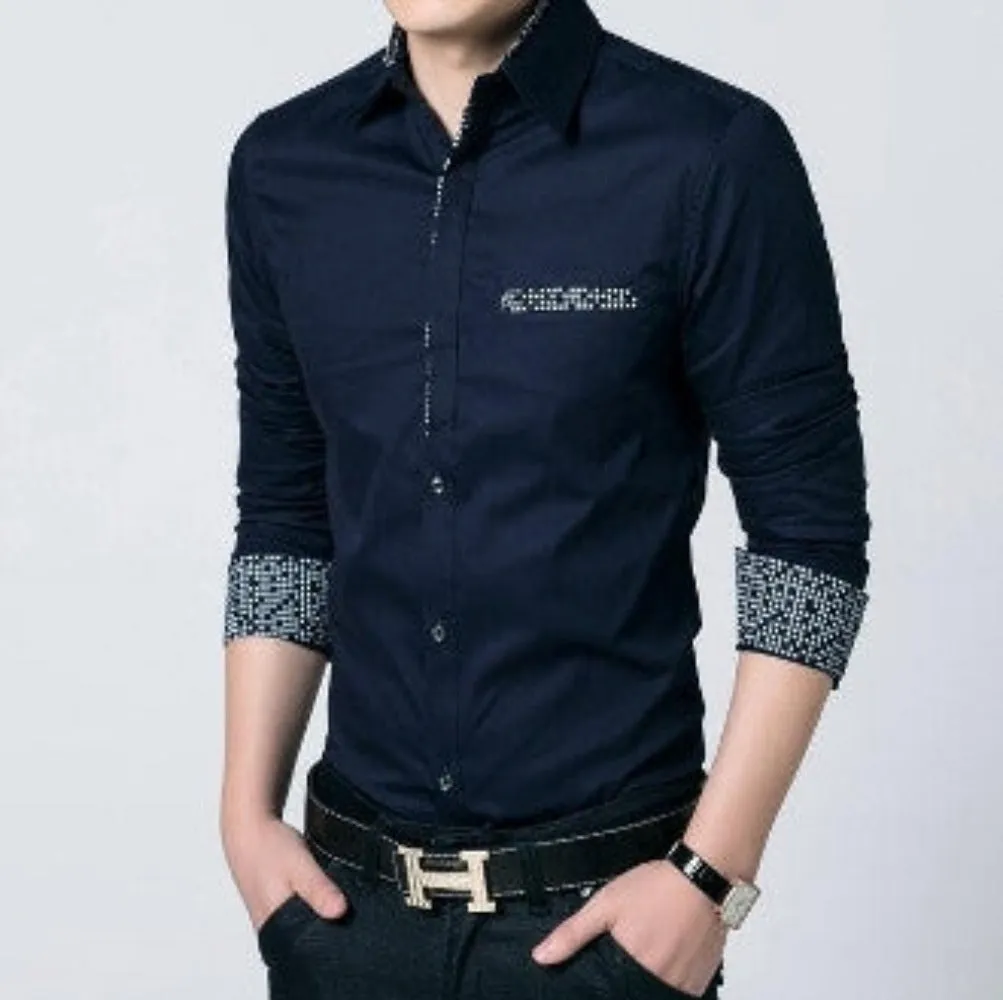 Mens Shirt with Contrasting Pocket and Cuff Details | BespokeBrothers®